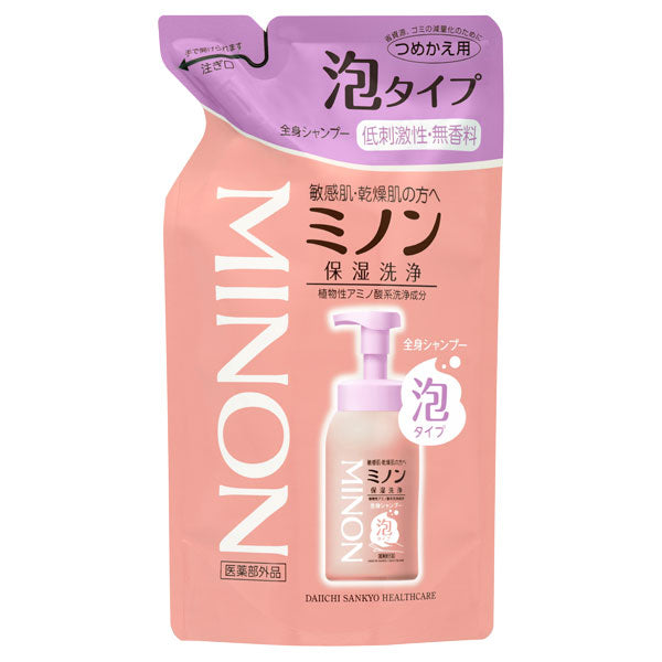 Minon whole body shampoo foam type, Refill, 400ml, fragrance-free