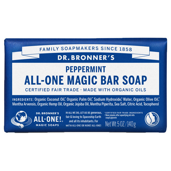 Dr. Bronner's Magic Soap Bar Peppermint, 140g (Refreshing Mint)