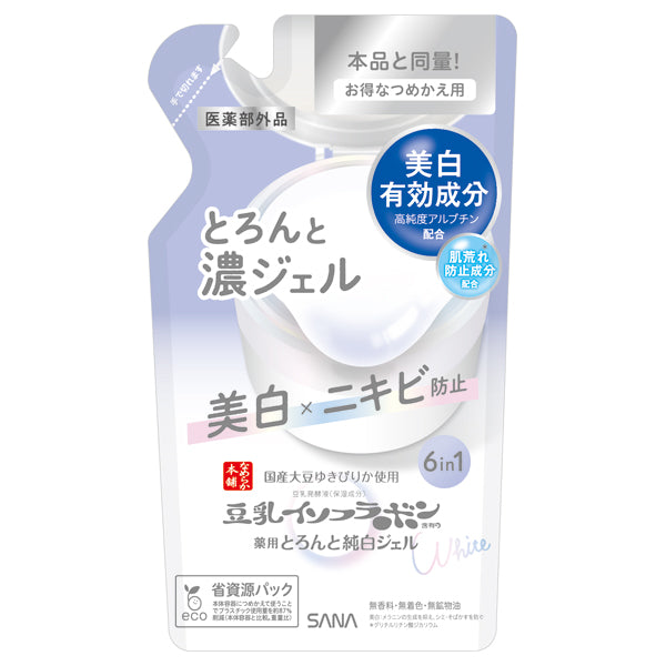 Nameraka Honpo Toron to Koi Gel Medicinal Whitening N Refill, 100g
