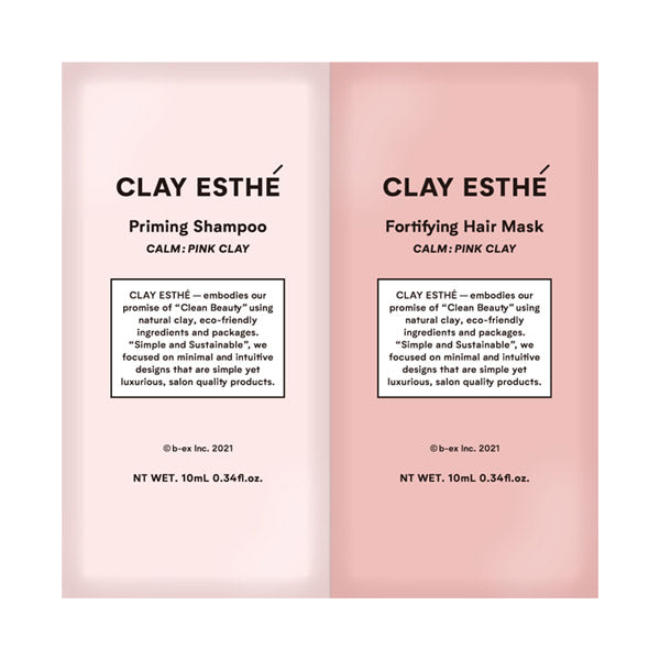 Clay Esthe Priming Shampoo & Fortifying Hair Mask Trial Set (Pink Clay, Fresh Savon Scent), 10ml + 10ml