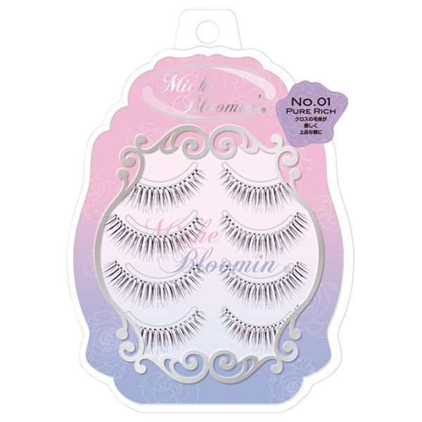 Mish Bloomin Eyelash Regular Line, NO.01 Pure Rich, 4 pairs
