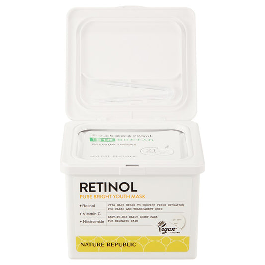 NATURE REPUBLIC Retinol Pure Bright Youth Sheet Mask, 21 sheets (220ml)