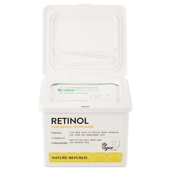 Nature Republic Retinol Pure Bright Youth Sheet Mask, 21 sheets, 220ml