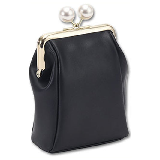 Mary Quant Emboss Daisy Pearl Gamaguchi Multi Pouch (Black)