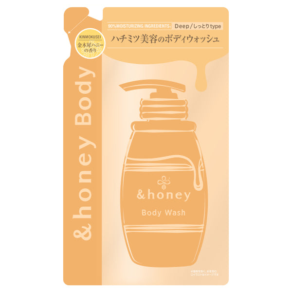 &honey Deep Moist Gel Body Wash Refill, 440ml (Kinmokusei Honey)