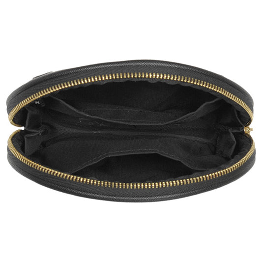 Mary Quant Simple Emboss Daisy Round Pouch (Black)