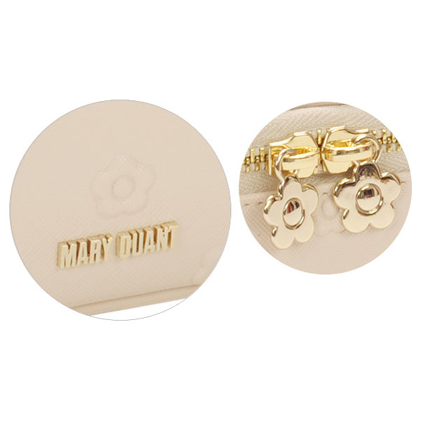 MARY QUANT Simple Embossed Daisy Vanity, Beige, H10 x W16.5 x D7cm, Handle 12cm