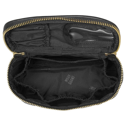 MARY QUANT Simple embossed daisy vanity, Black, H10 x W16.5 x D7cm, handle 12cm