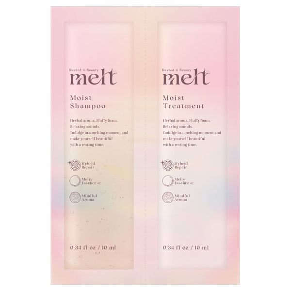 melt Moist Shampoo & Treatment Pillow Set, 10ml ×2 (Geranium & Lily of the Valley)