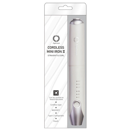 Rone Japan Agetsuya Cordless Mini Iron II Straight & Curl (White)