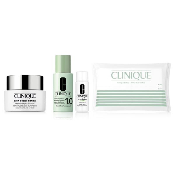 CLINIQUE Even Better Skincare Set (Bright Moisture Cream 50ml 1.0), 50ml, 30ml, 7ml, 6 Sheets