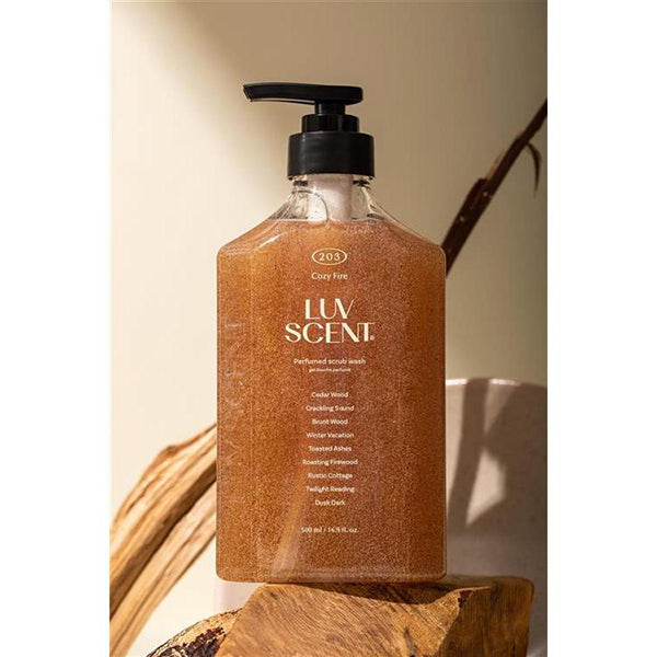 LUV SCENT Scrub Body Wash Cozy Fire, 500ml (Cedarwood)