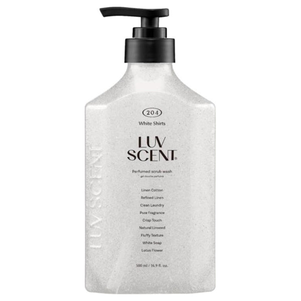 LUV SCENT Scrub Body Wash White Shirt Linen Cotton, 500ml (Citrus & Soap)