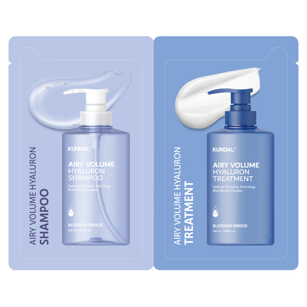 KUNDAL Airy Volume Hyaluron Plumping Volume Care Set, 300ml,300ml,10ml x3