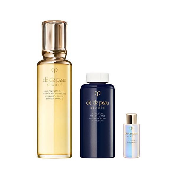 Clé de Peau Beauté Toner & Emulsion Kit (Lotion Essentielle A + Émulsion Intensive Nuit Refill), 170ml + 125ml + 7ml