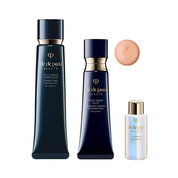 Clé de Peau Beauté Pre-Makeup & Foundation Kit (Teint Crème Éclat n Pink Ochre 10), 40g + 25g + 7ml
