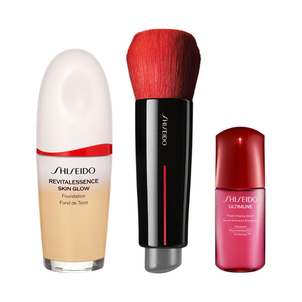 SHISEIDO Essence Skin Glow Foundation (220) & DAIYA FUDE Kit