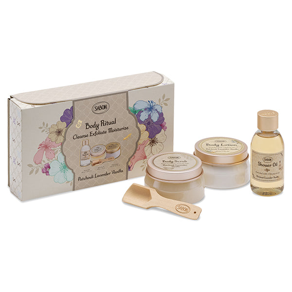 SABON Body Ritual Kit Patchouli Lavender Vanilla 2025, 100ml, 200g, 140ml