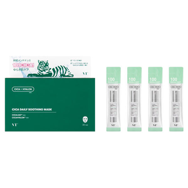 VT CICA Daily Soothing Mask Set with Reedle S100 Stick Pouch, 30 Sheets