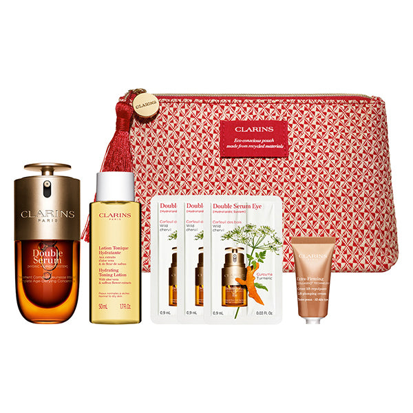 Clarins Double Serum Skincare Kit, 30ml + 50ml + 5ml + 0.9ml x 3