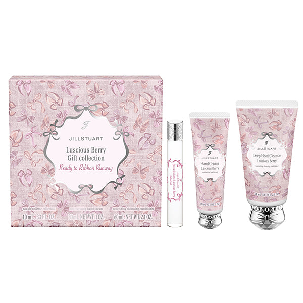 JILL STUART Ready to Ribbon Runway Gift Collection (Luscious Berry), 10ml + 30g + 60g