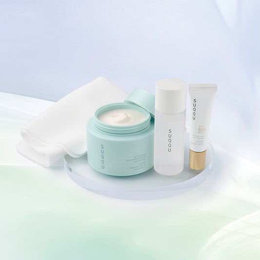 SUQQU Designing Massage Cream Souenko Kit SPF50, 200g, 50ml, 10g (Fresh Herb, Rose, Woody, Musk)