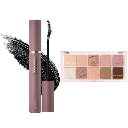 mude Long Lash Curling Mascara 01BL & Shawl Moment Eyeshadow Palette 07 Set