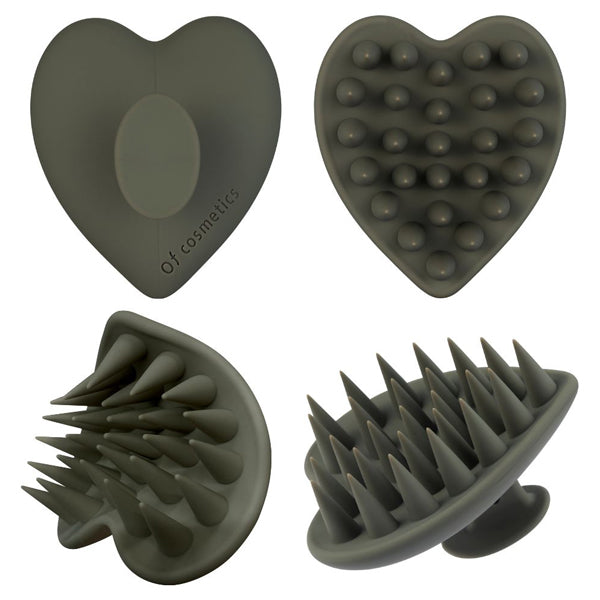 Of cosmetics Head Spa Brush Fit 2-Piece Set (Dark Olive)
