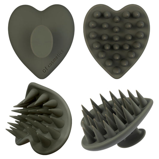 Of cosmetics Head Spa Brush Fit 2-Piece Set (Dark Olive)