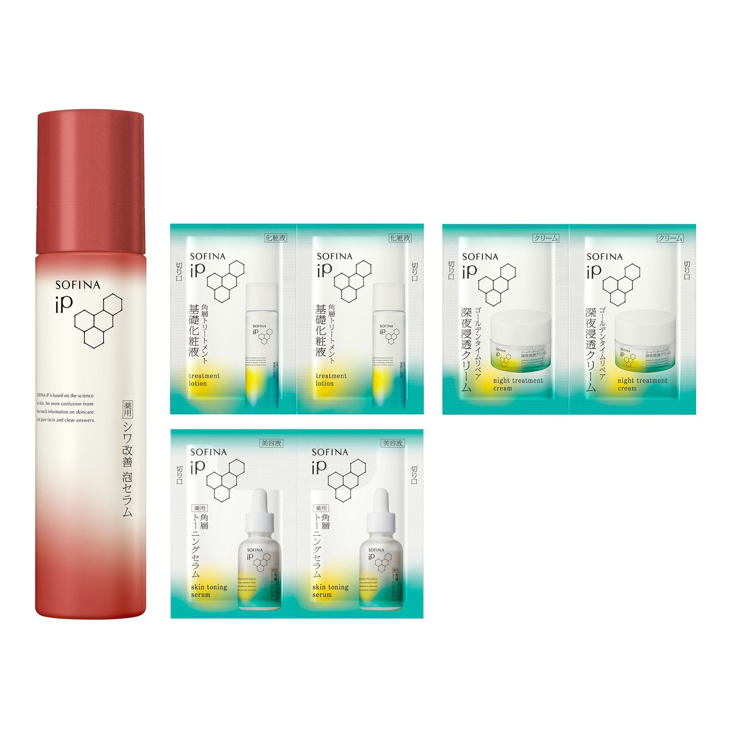SOFINA iP Medicated Wrinkle Care Foam Serum Set, 92.4g
