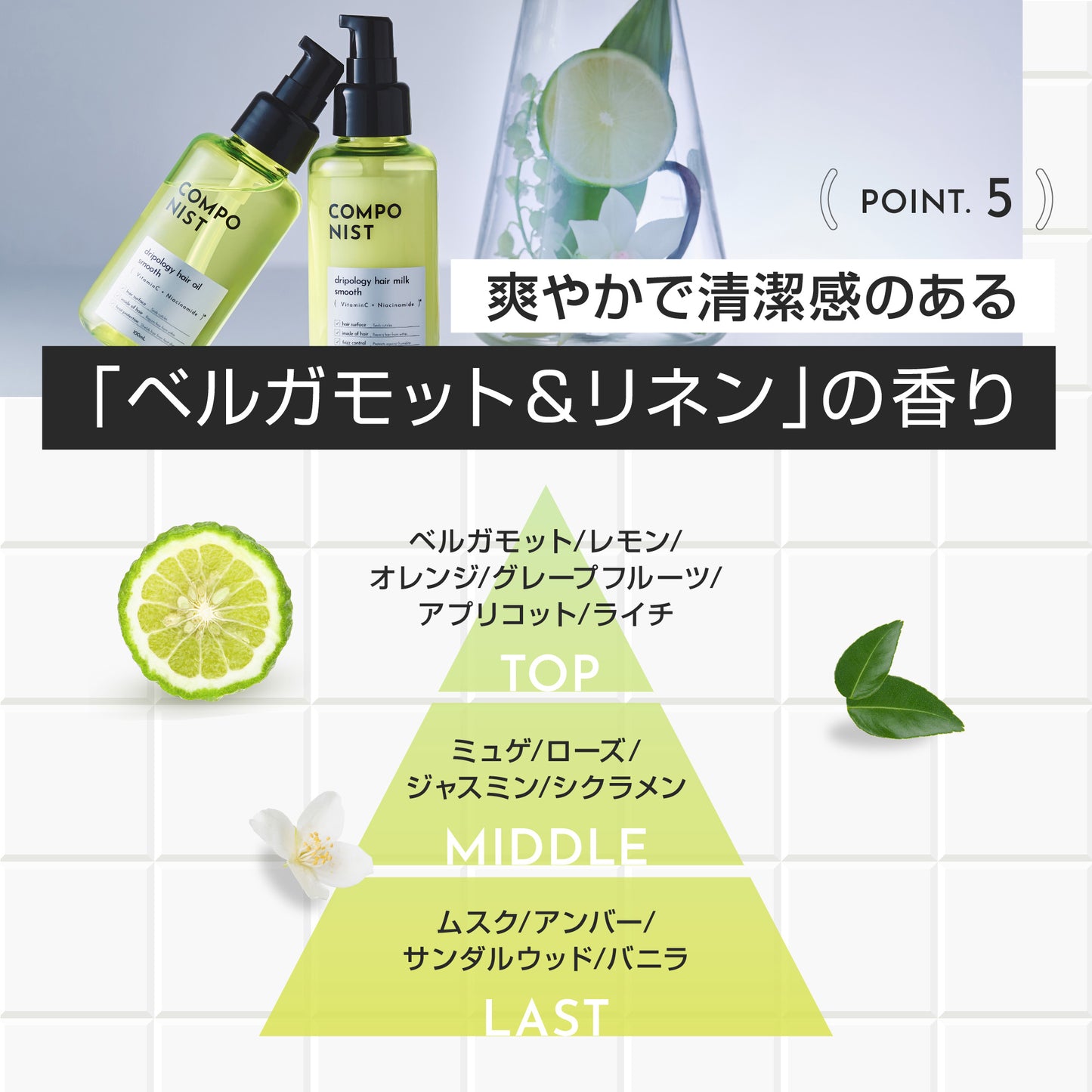 COMPONIST Dripology Hair Oil Smooth (Bergamot & Linen), 100ml