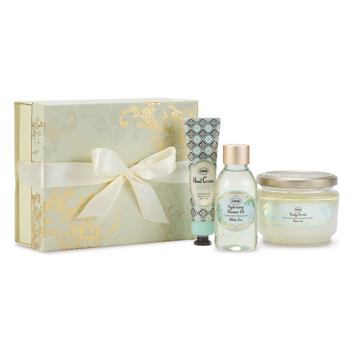 SABON Sweet Body Kit (White Tea), 320g, 30g, 100ml, 1 piece, 1 piece