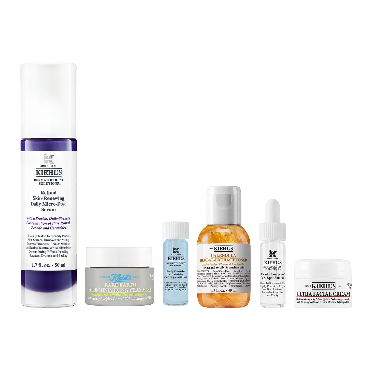 Kiehl's Retinol Serum Pore Care Set, 50ml, 14ml, 4ml, 40ml, 4ml, 7ml