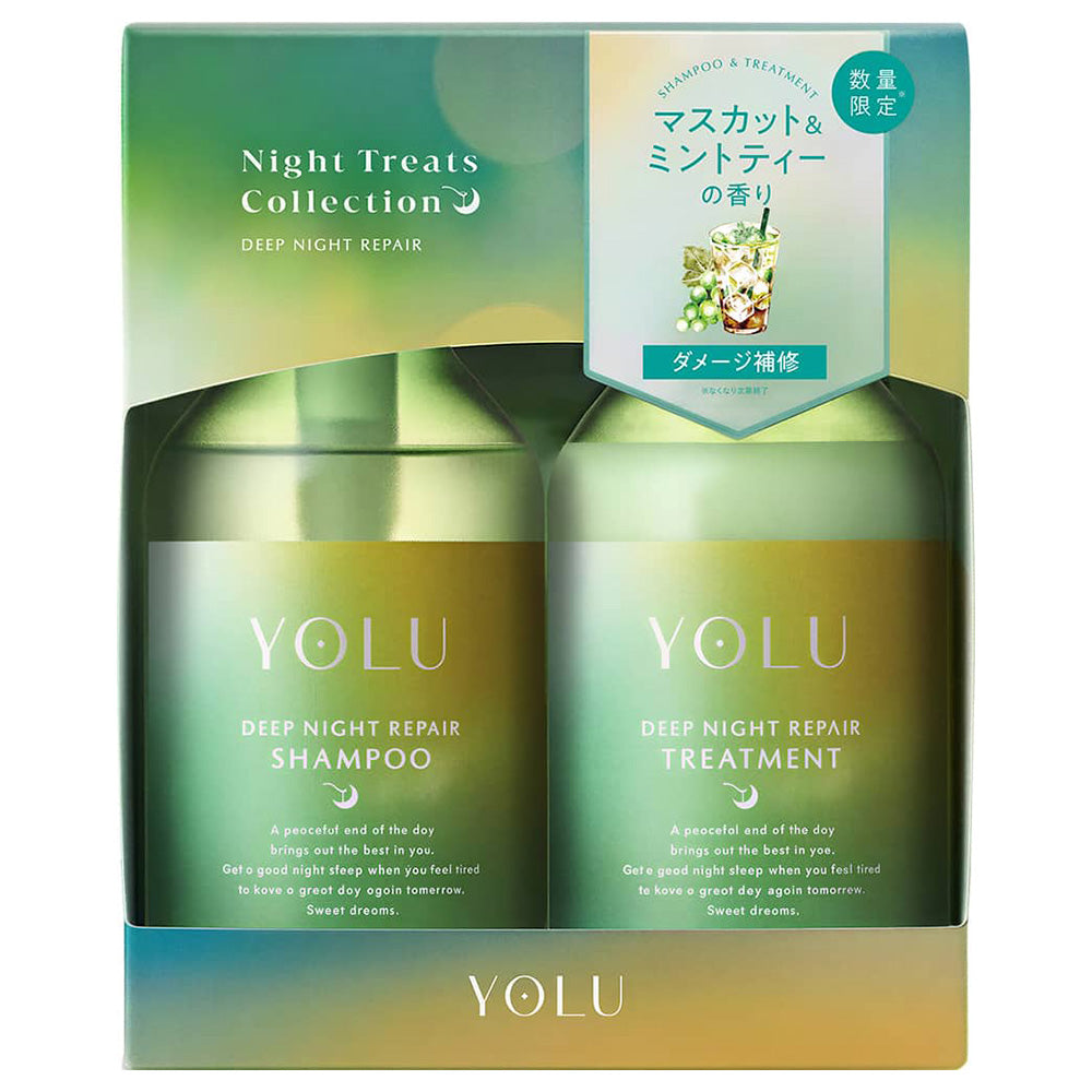 YOLU Summer Deep Night Repair Hair Care Set, 440ml (Muscat & Mint Tea)