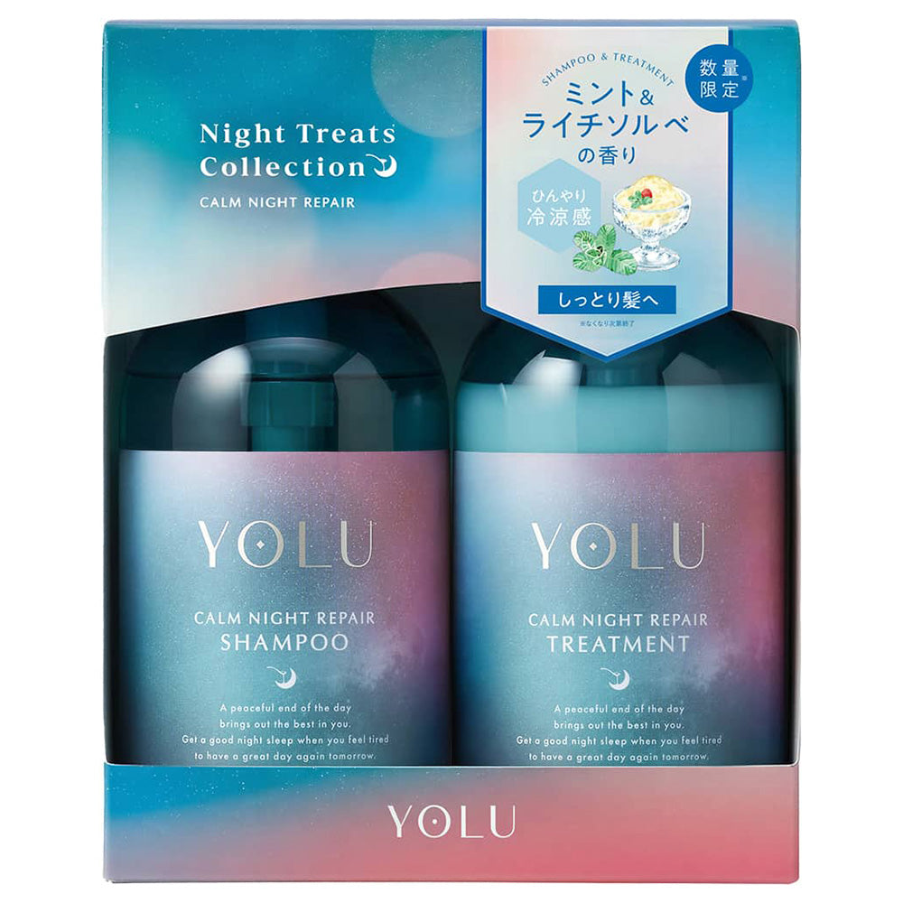 YOLU Summer Calm Night Repair Hair Care Set, 440ml (Mint & Lychee Sorbet)