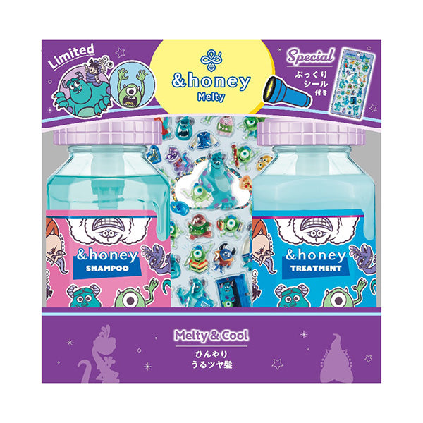 &honey Melty Moist Repair Limited Pair Set, 440ml + 445g + 1 Sheet (Limited Edition Monsters Inc., Cool Fruit)
