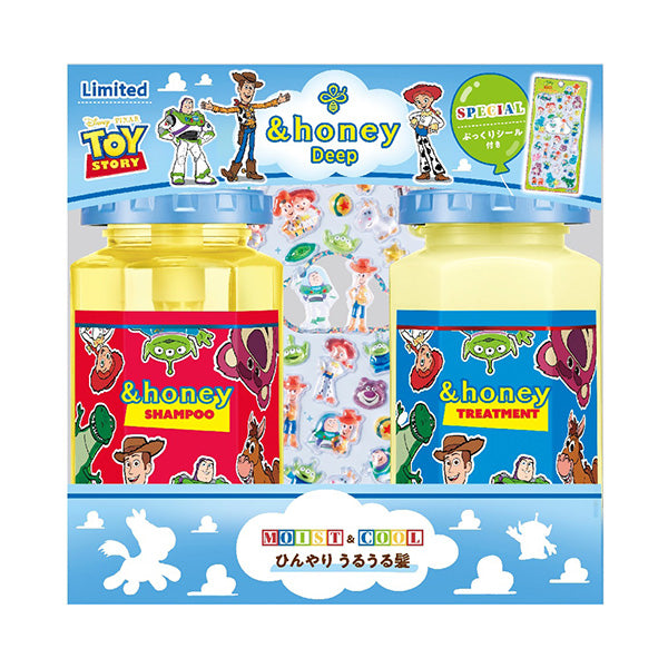 &honey Deep Moist Limited Pair Set, 440ml + 445g + 1 Sheet (Limited Edition Toy Story, Cool Hydrangea)