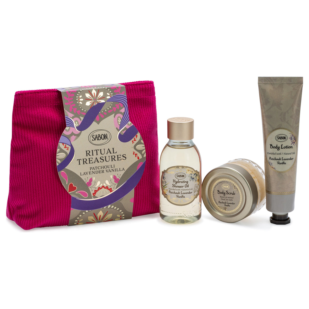 SABON Treasure Gift (Patchouli Lavender Vanilla), 100ml, 60g, 50ml