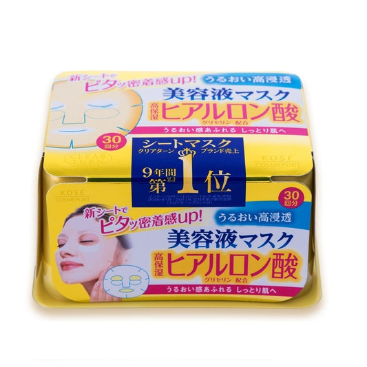 CLEAR TURN HA Essence Mask (Hyaluronic Acid), 30 Sheets