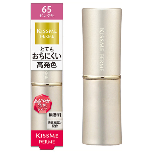 KISSME FERME Proof Shiny Rouge, 65 Gorgeous Pink, 3.8g