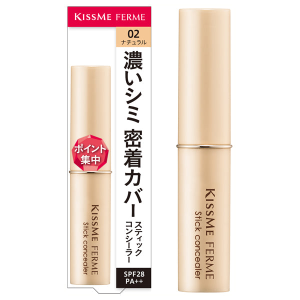 KISSME FERME Stick Concealer, SPF28 PA++, 02 Natural, 3.2g
