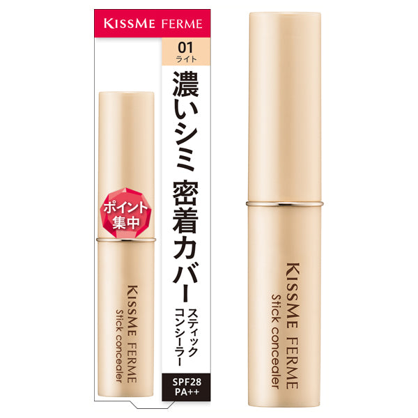 KISSME FERME Stick Concealer, SPF28 PA++, 01 Light, 3.2g