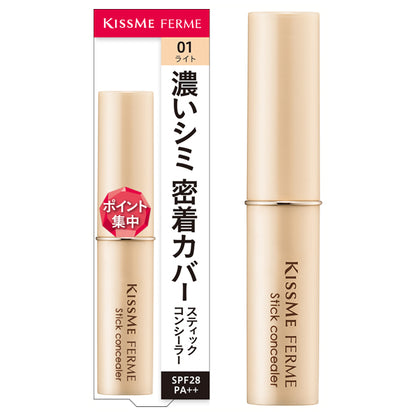 KISSME FERME Stick Concealer, SPF28 PA++, 01 Light, 3.2g