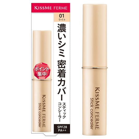 KISSME FERME Stick Concealer, SPF28 PA++, 01 Light, 3.2g