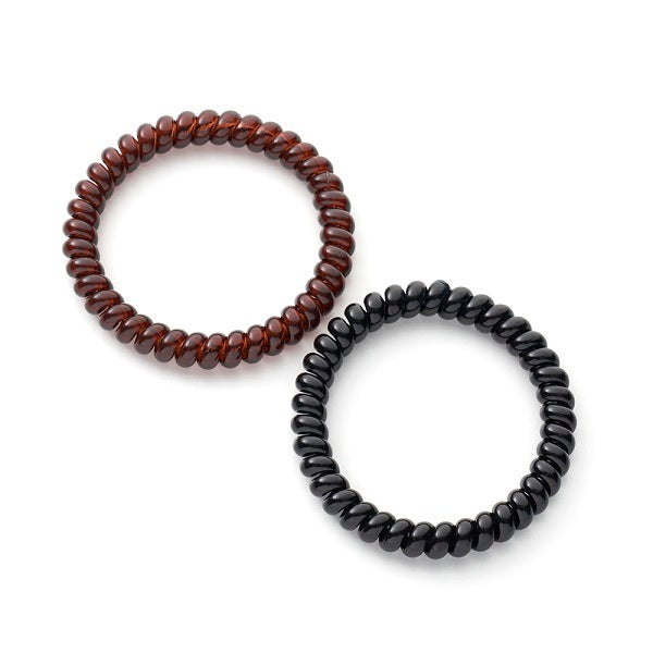 maPEPE Spring Hair Ties Slim BK&BR (Black & Brown), 2 Pack