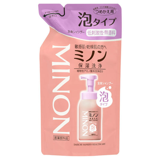 Minon whole body shampoo foam type, Refill, 400ml, fragrance-free