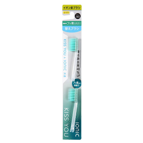KISS YOU Fluoride Ion Toothbrush Extra Fine Regular Replacement M, 2 Pack