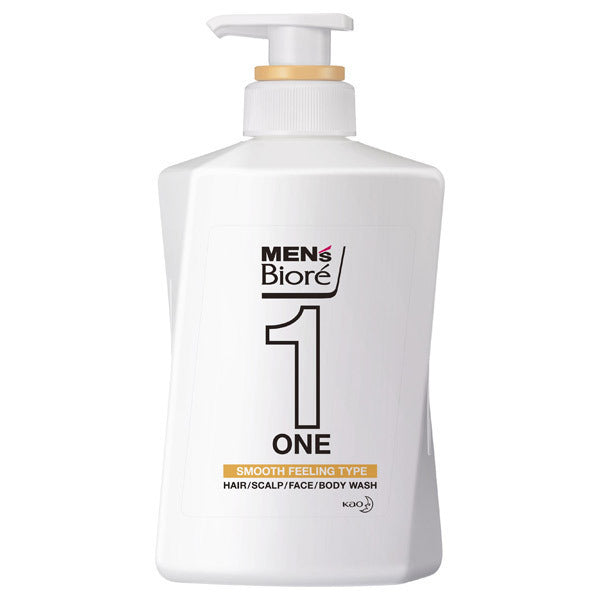 MEN's Biore ONE All-in-one body wash for smooth hair and skin, 480ml, Floral soap scent
