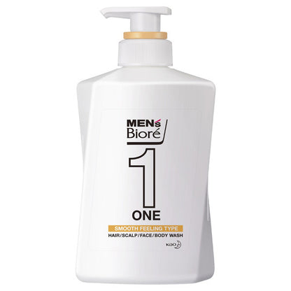 MEN's Biore ONE All-in-one body wash for smooth hair and skin, 480ml, Floral soap scent