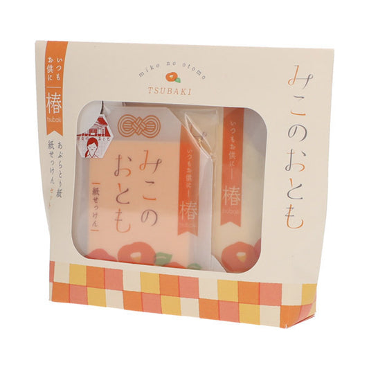 Okurimono Shoutengai Miko no Otomo Paper Soap & Oil Blotting Paper Set (Tsubaki)